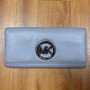 Michael Kors Women’s Gray and Silver Wallet with Card Slots